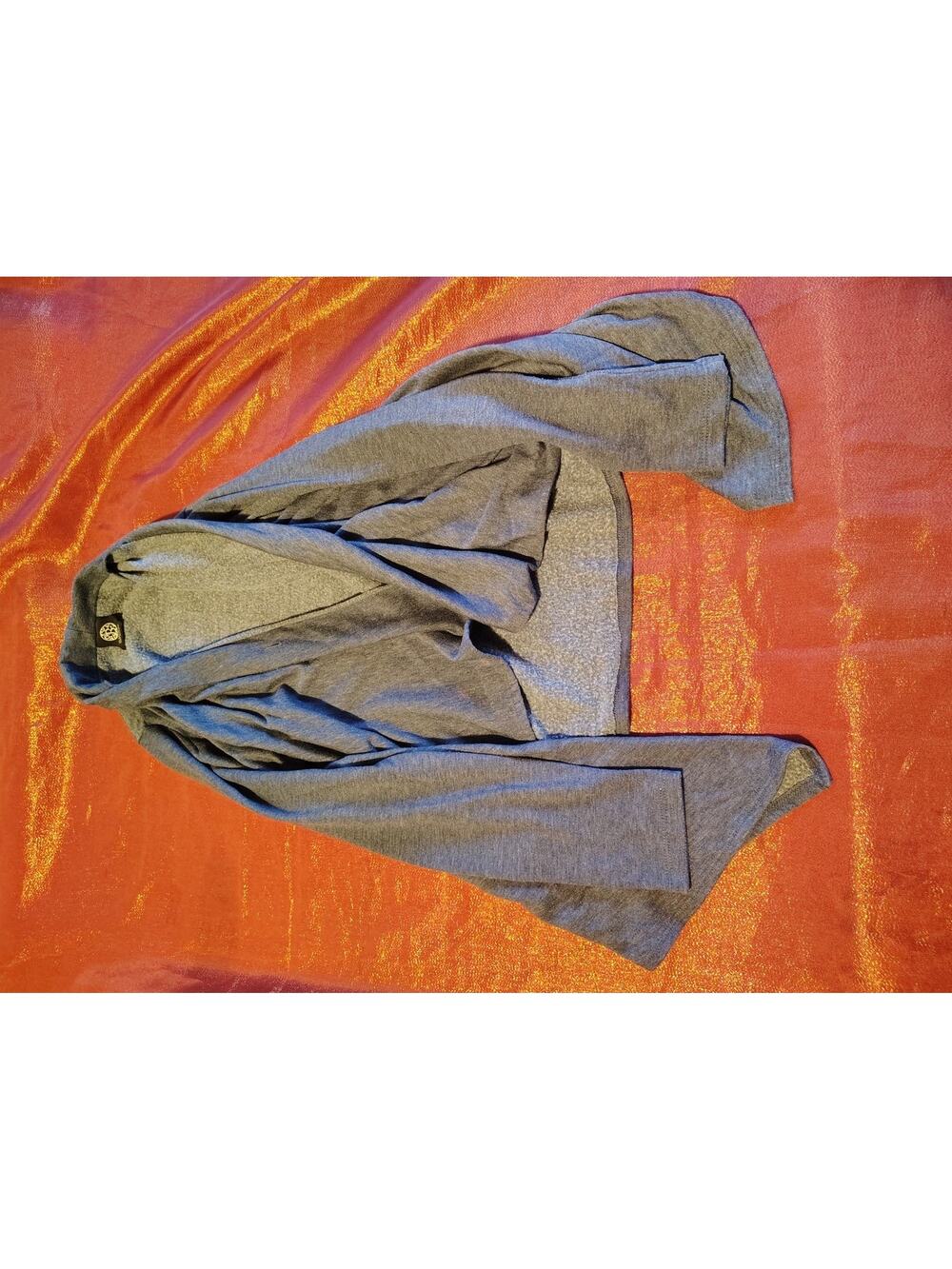 Bobeau Cardigan Womens S Gray Draped Open Front Cozy Knit Shawl Collar